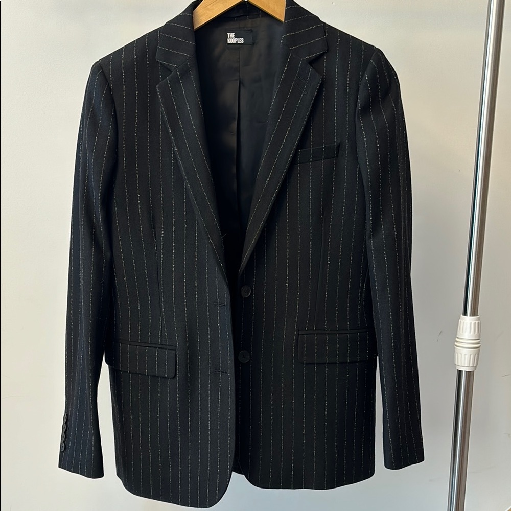 The Kooples NWT Black Wool Pinstripe Blazer Size 36